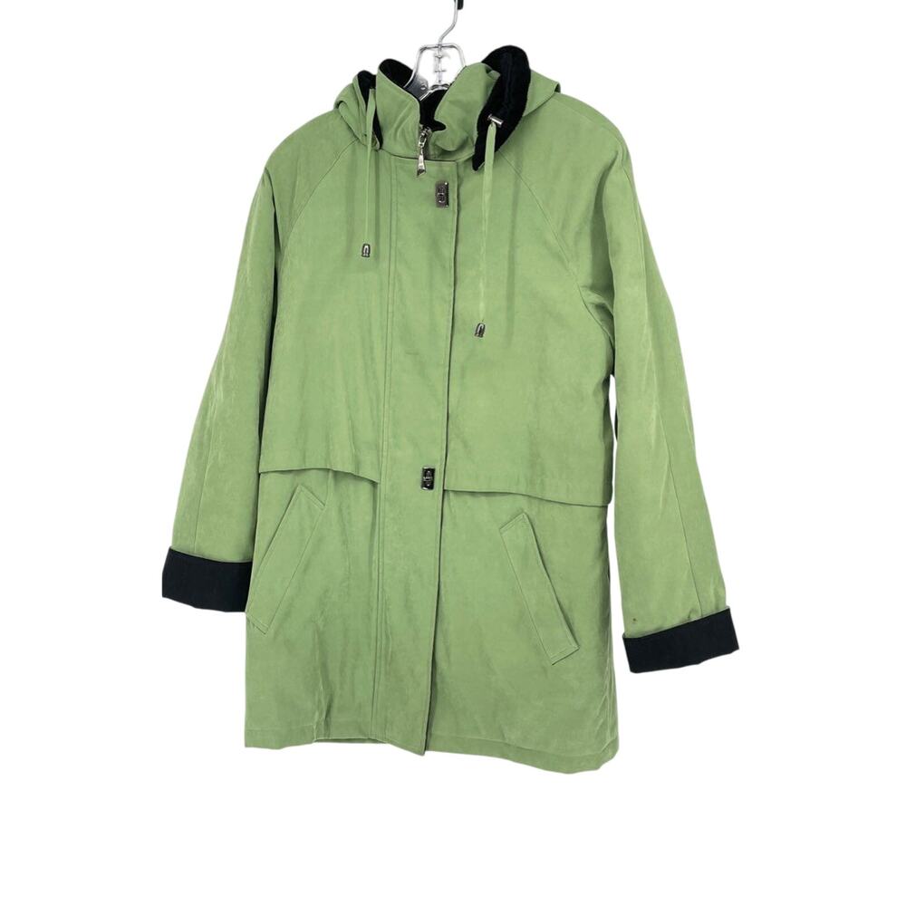 Liz Claiborne Green Women's Full Zip/Button Down Fleece Coat - Size Medium
